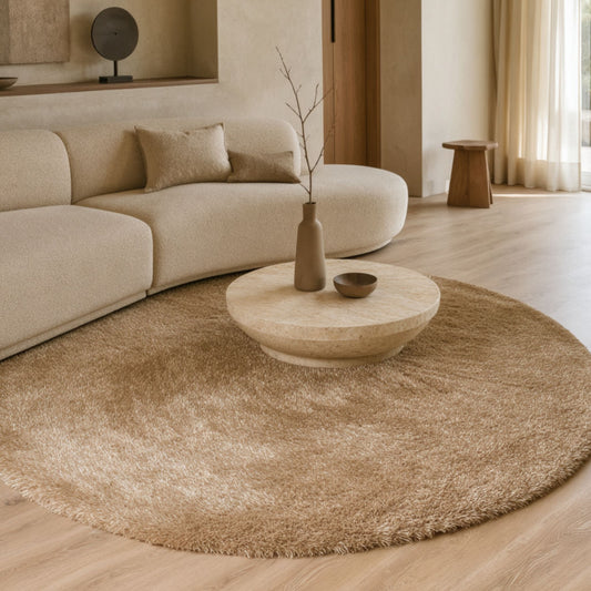 Poly Circle vloerkleed rond in sand, gemaakt van polyester – Studio Sisté