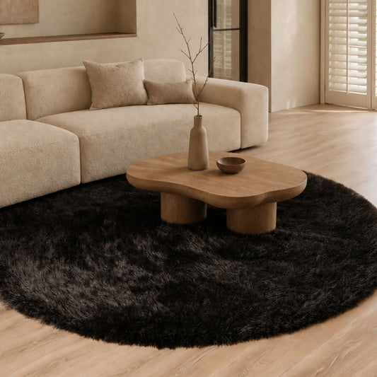 Poly Circle vloerkleed rond in charcoal, gemaakt van polyester – Studio Sisté