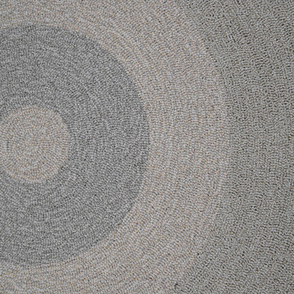 Limited 04 rond vloerkleed in grijs-beige (greige), gemaakt van restgaren – Studio Sisté – sfeerfoto