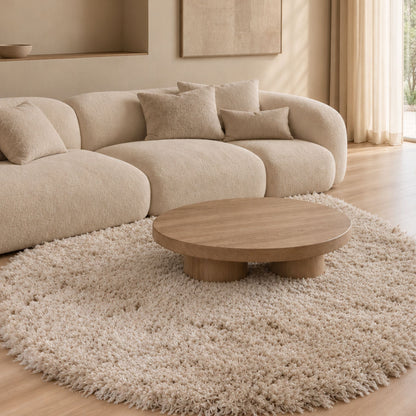 Poly Circle vloerkleed rond in cream, gemaakt van polyester – Studio Sisté