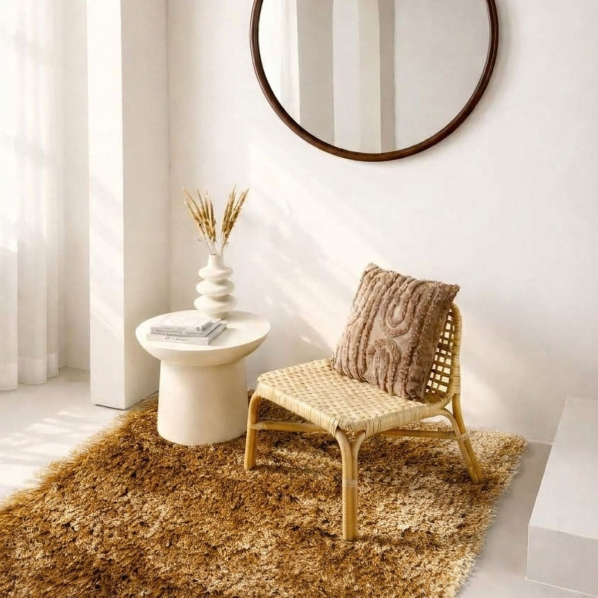 Poly Rectangle vloerkleed rechthoekig in sand in een interieur, visualisatie – Studio Sisté