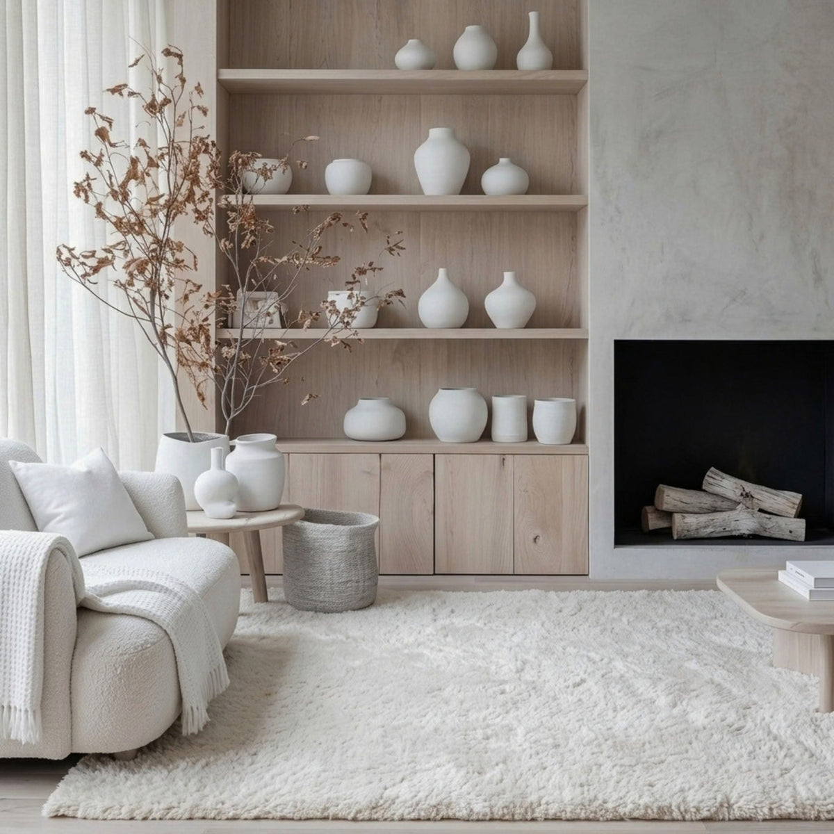 Poly Rectangle vloerkleed rechthoekig in cream in een interieur, visualisatie – Studio Sisté